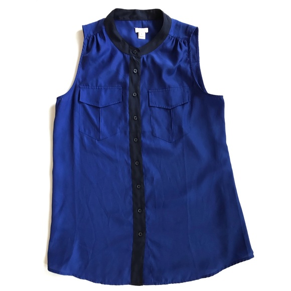 J. Crew Women’s Royal Blue Button Down Sleeveless Top Size 8 - Picture 1 of 7